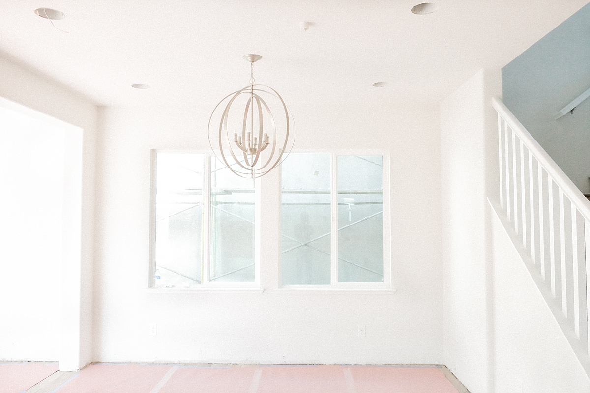 Dining room windows and light fixture