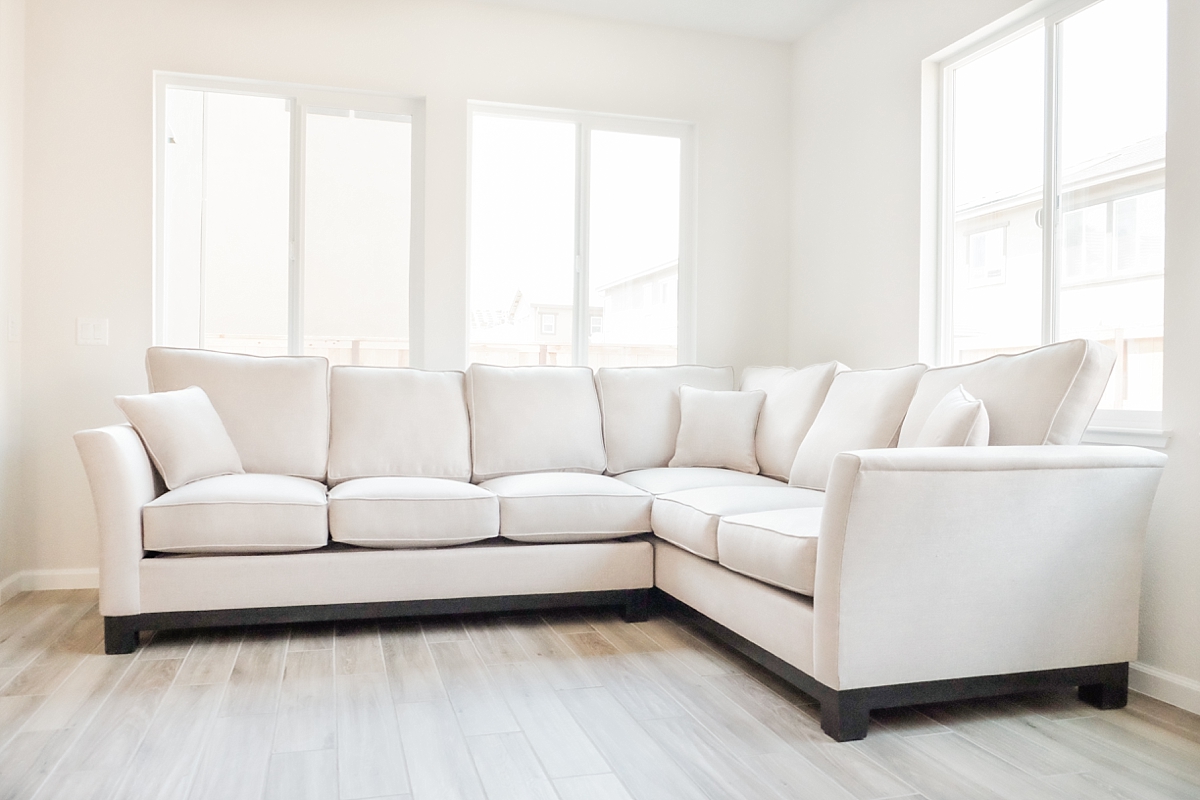 Reupholstered couch in living room